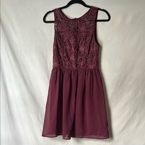 Alya eggplant lace bodice mini dress | size M